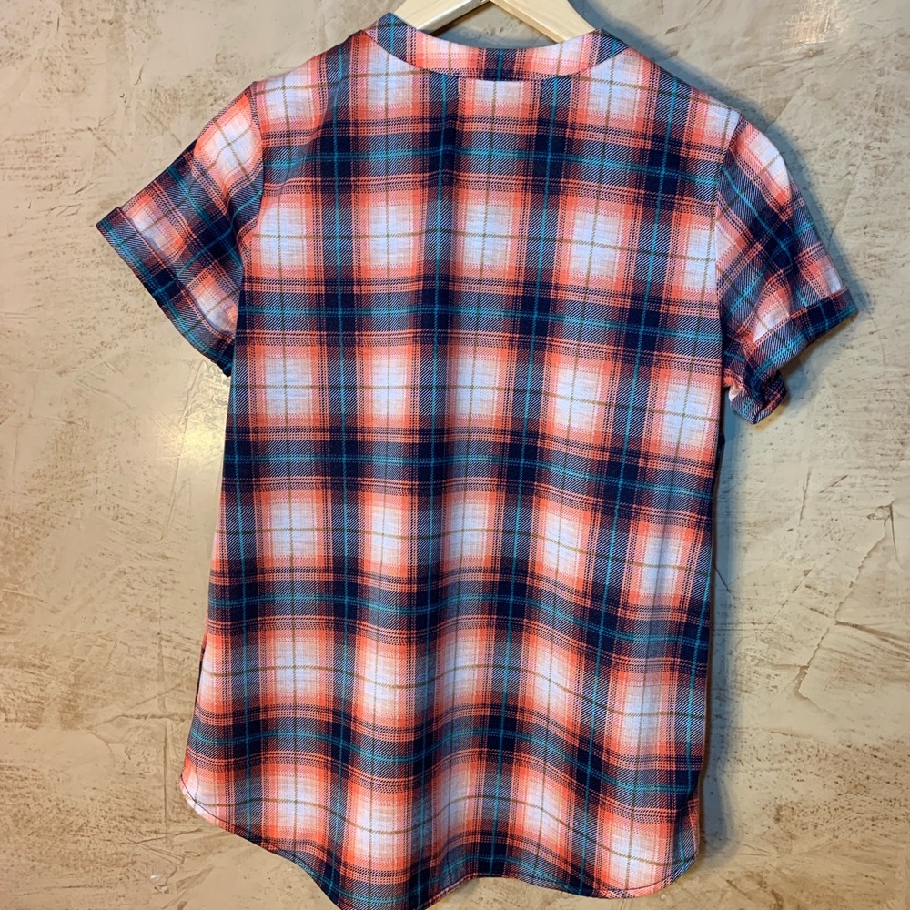 Cloud & Sky Lace Up Plaid Shirt  size S - Picture 3 of 8